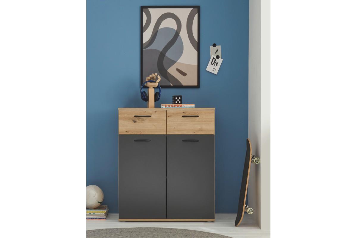 Lio Opbergkast Artisan Oak-Graphite sfeerfoto vooraanzicht