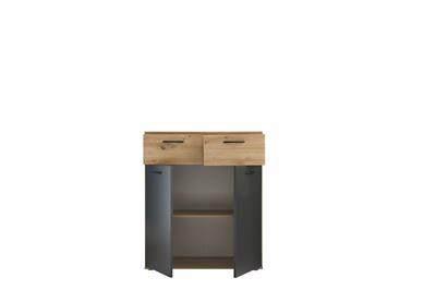 Lio Opbergkast Artisan Oak-Graphite vooraanzicht open
