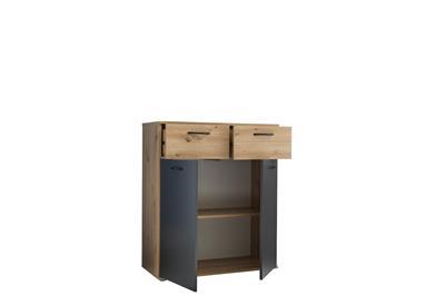 Lio Opbergkast Artisan Oak-Graphite zijaanzicht open