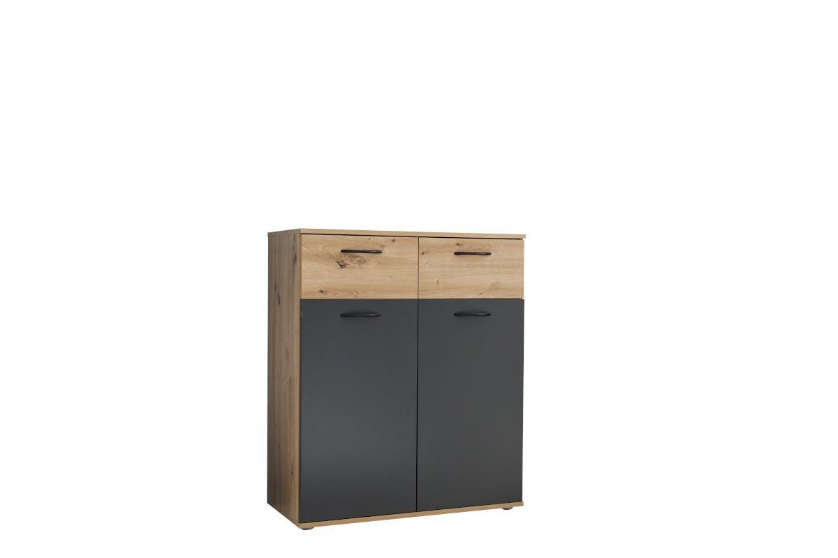 Lio Opbergkast Artisan Oak-Graphite zijaanzicht