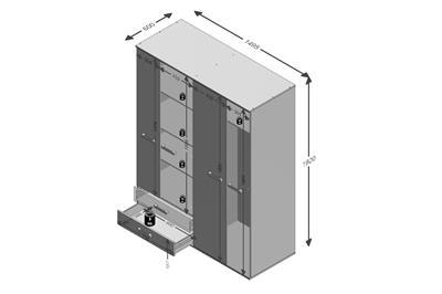 Nona 4-deurs kledingkast afmetingen