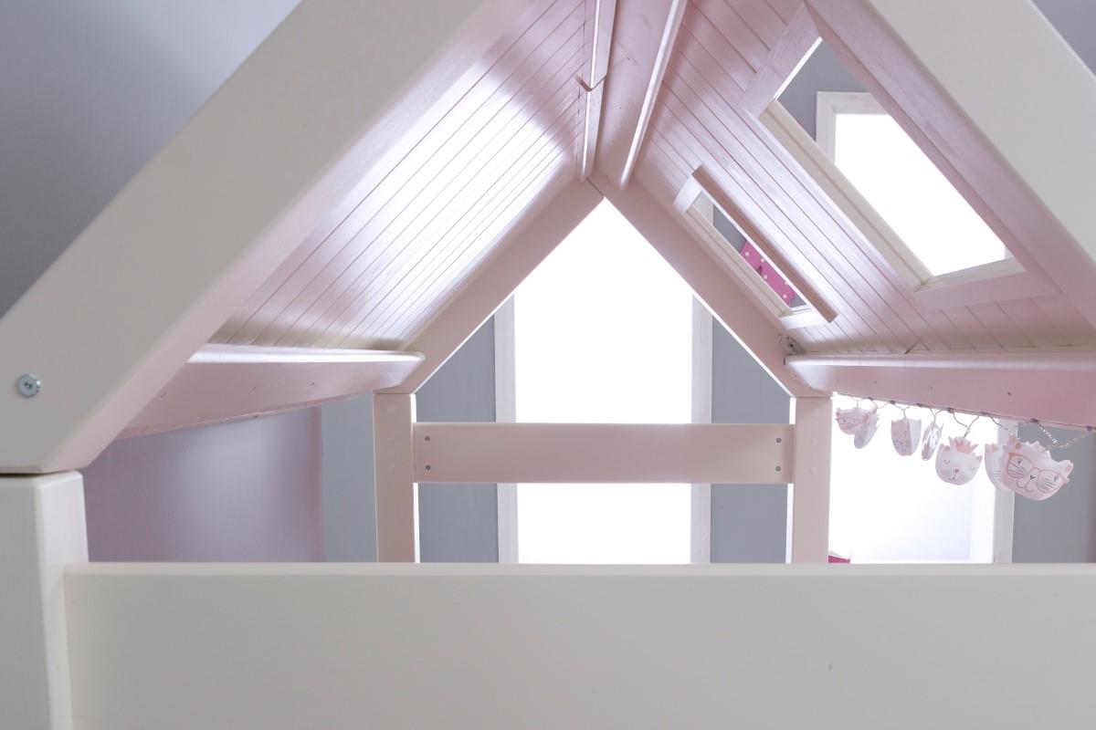Nova hutbed laag roze aangekleed binnenkant dak