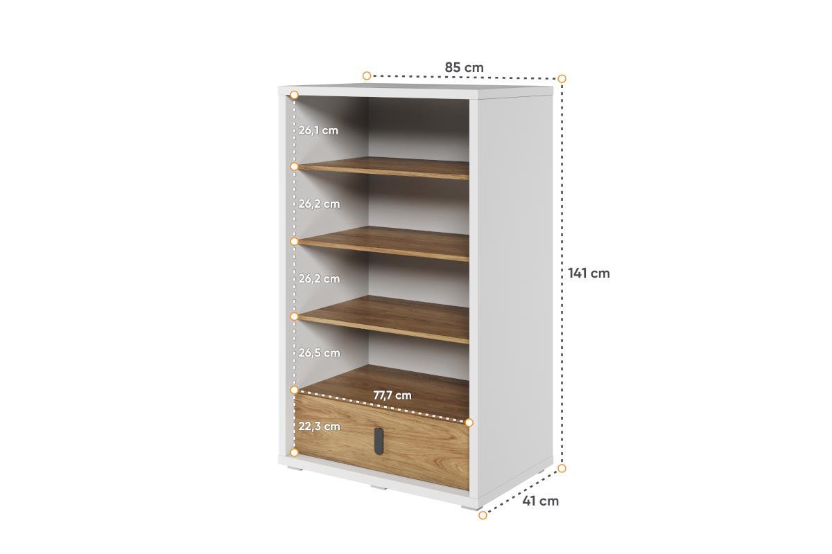 Simi Boekenkast Breed Wit-Eiken afmetingen