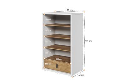 Simi Boekenkast Breed Wit-Eiken afmetingen