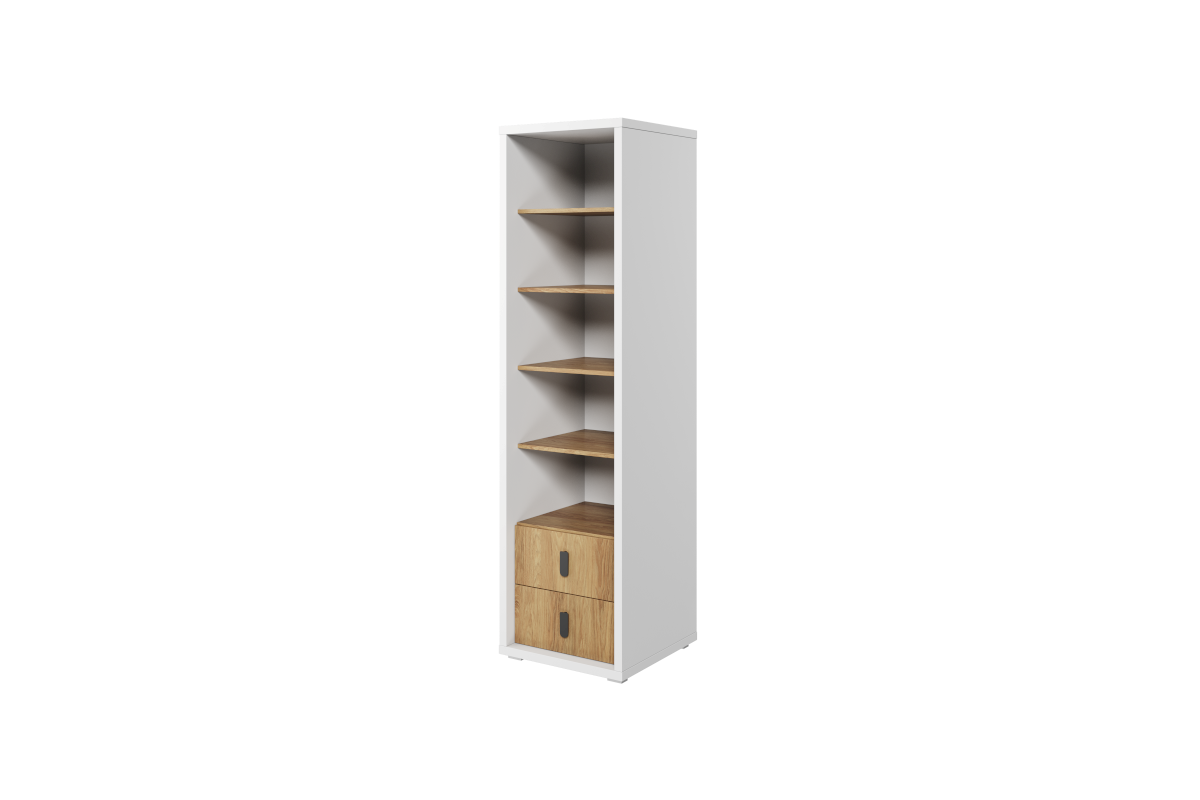 Simi Boekenkast Smal Wit/Eiken