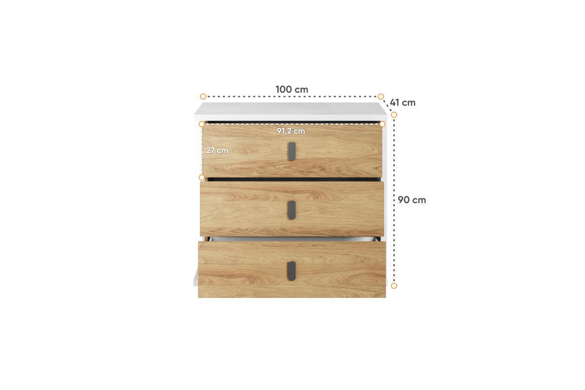 Simi Commode Wit-Eiken afmetingen
