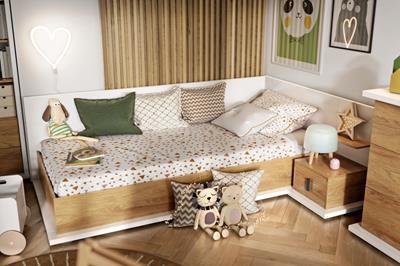 Simi Opbergbed 90x200 Rechts Wit-Eiken sfeerfoto