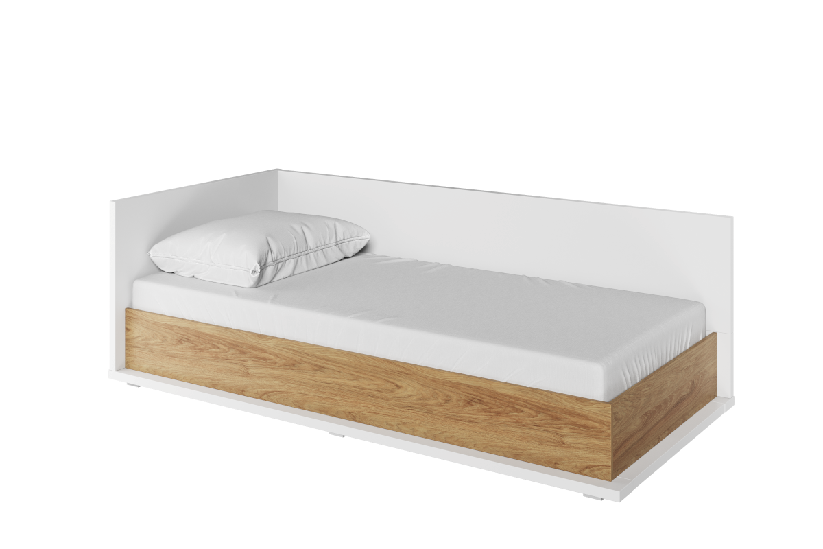 Simi Opbergbed 90/200 Links Wit/Eiken