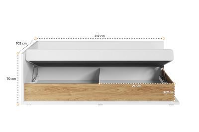 Simi Opbergbed 90x200 Links Wit-Eiken afmetingen