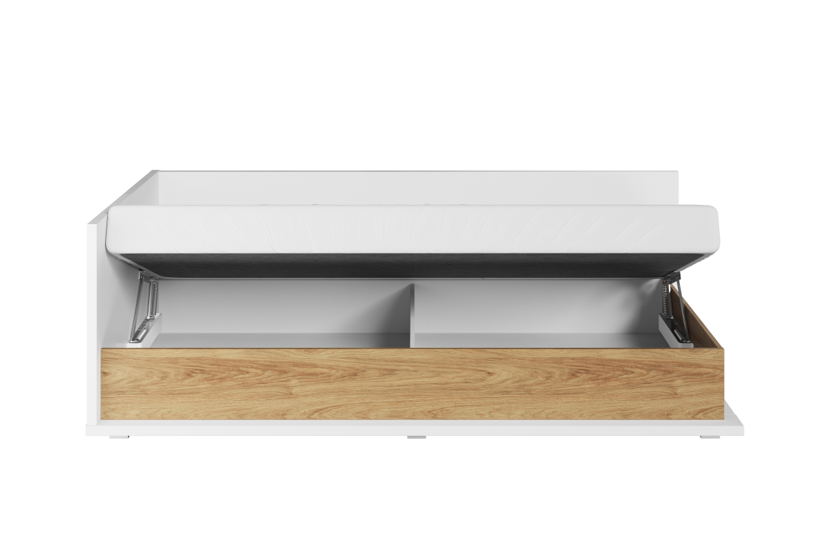 Simi Opbergbed 90x200 Links Wit-Eiken open