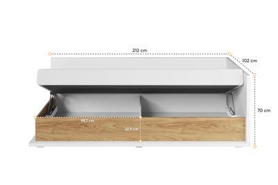 Simi Opbergbed 90x200 Rechts Wit-Eiken afmetingen
