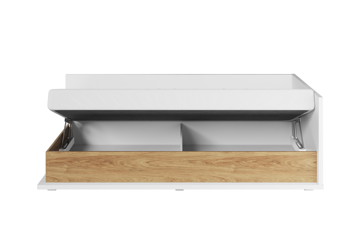 Simi Opbergbed 90x200 Rechts Wit-Eiken open