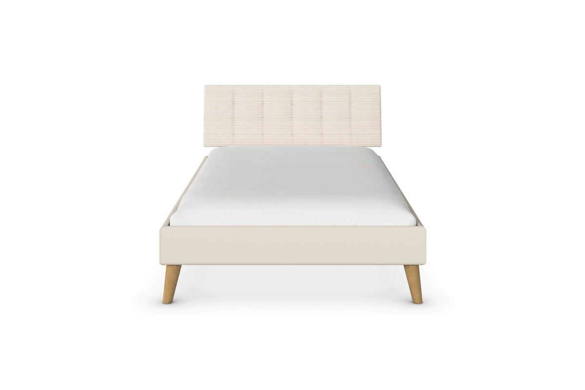 Skandi Bed 120x200 met gestoffeerd hoofdbord vooraanzicht