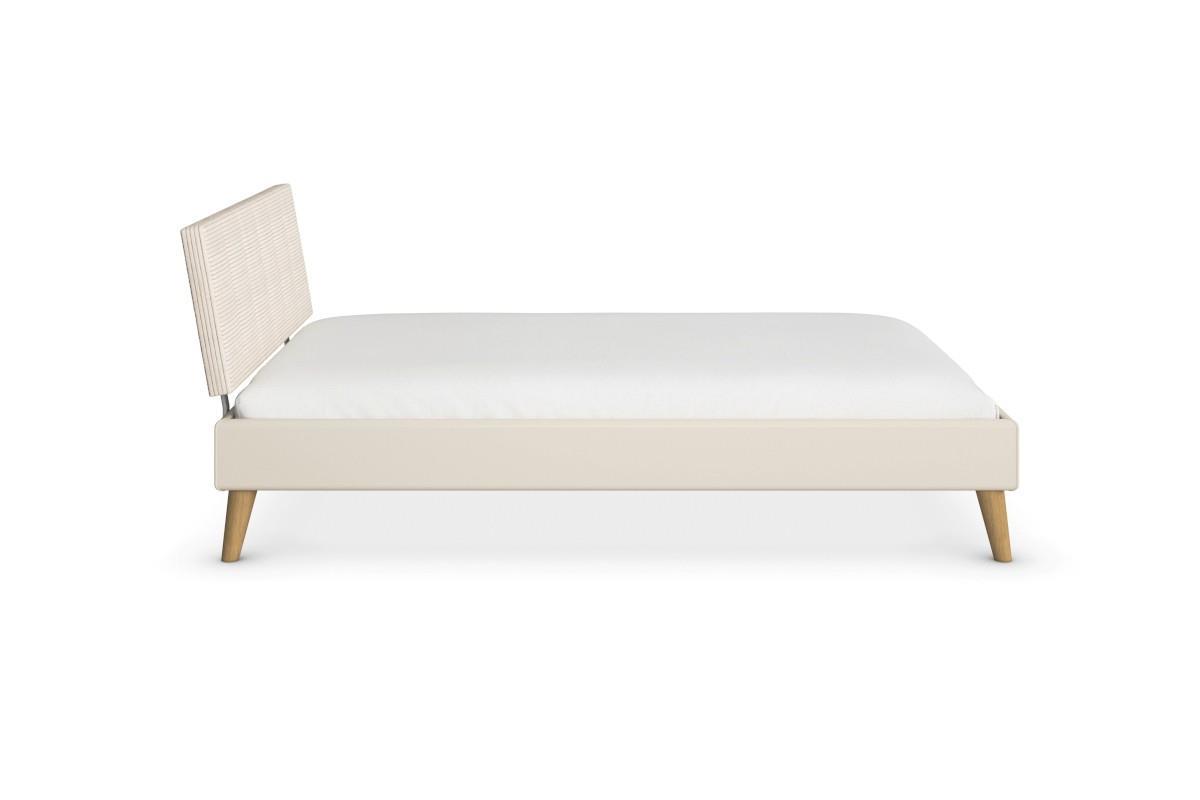 Skandi Bed 120x200 met gestoffeerd hoofdbord zijaanzicht