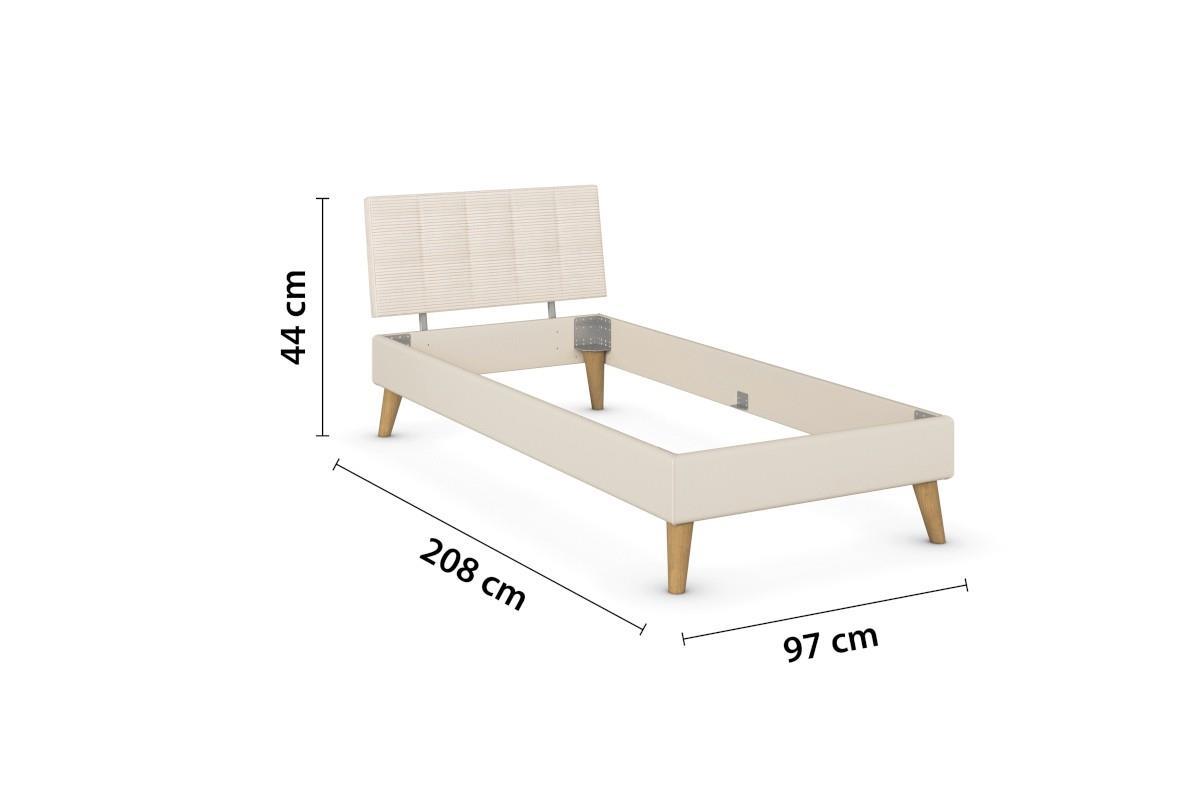 Skandi Bed 90x200 met gestoffeerd hoofdbord afmetingen
