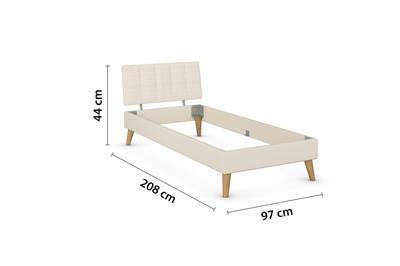 Skandi Bed 90x200 met gestoffeerd hoofdbord afmetingen