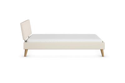 Skandi Bed 90x200 met gestoffeerd hoofdbord zijaanzicht