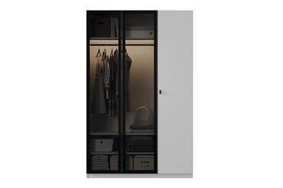 Vena 3-deurs kledingkast wit met twee glasdeuren