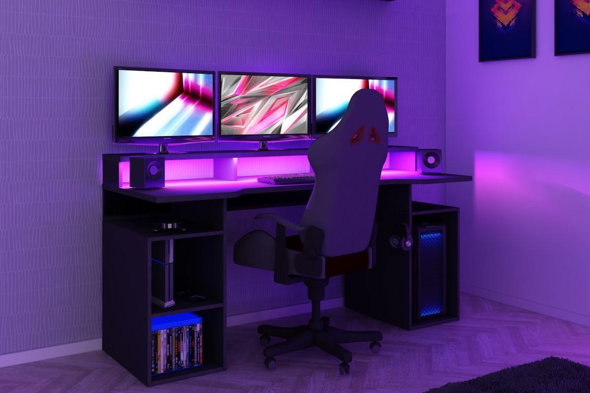 Feat Reserveren Mislukking Gamer bureau met LED-verlichting