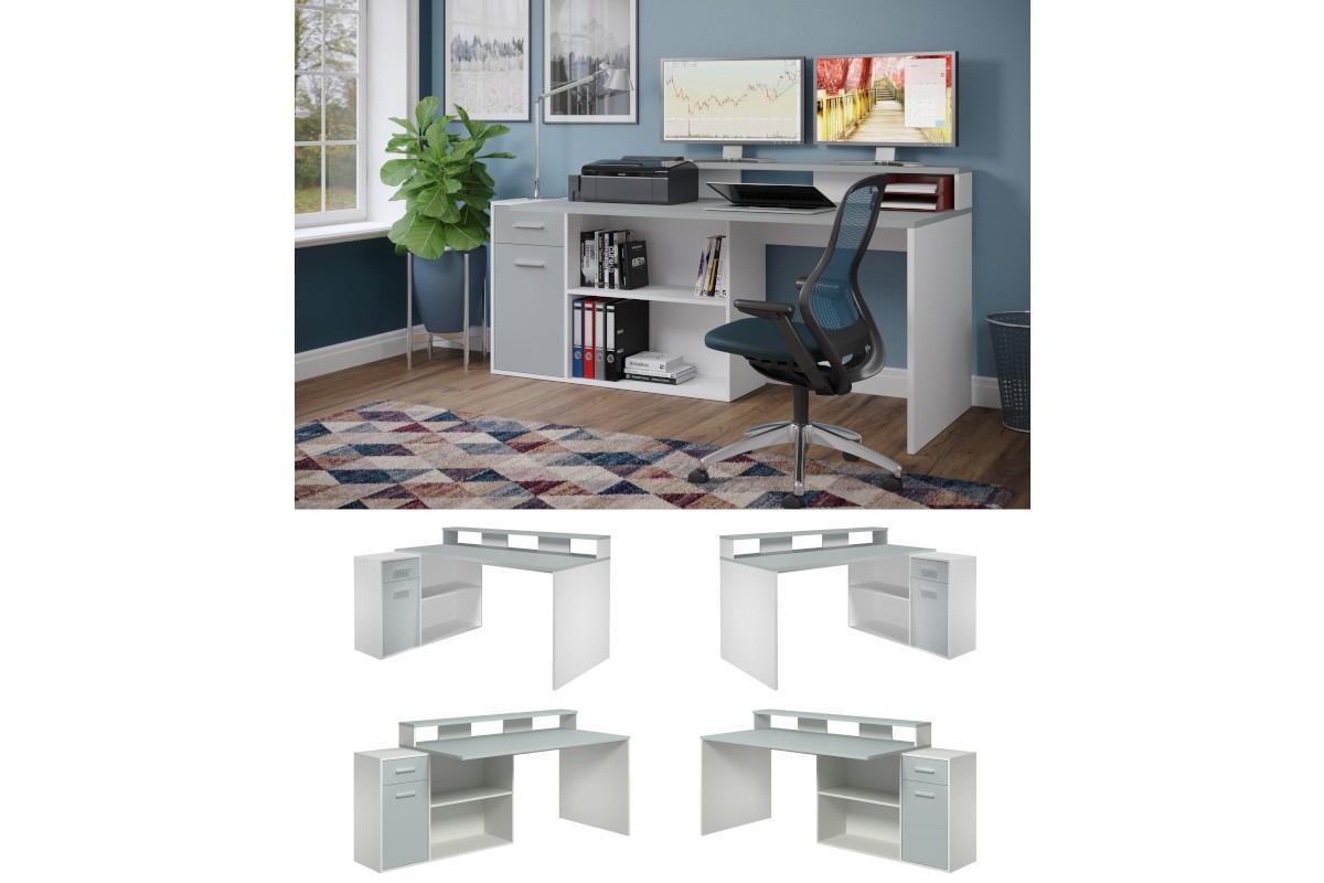 Gamer bureau grijs-wit meubelzone opties