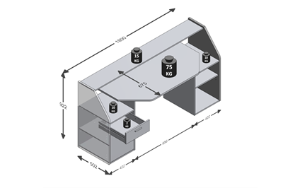 Game bureau Zocker afmetingen