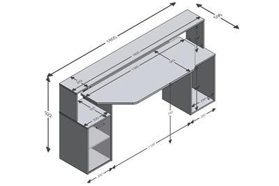 Zocker III game bureau afmetingen wit