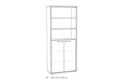 Flexo Boekenkast Hoog 2-deurs - 3 open vakken